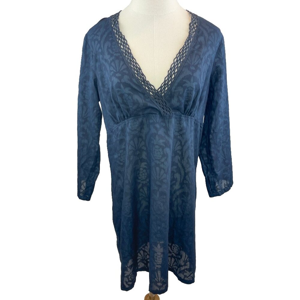 Vineyard Vines Blue Pineapple Semi Sheer Tunic Top